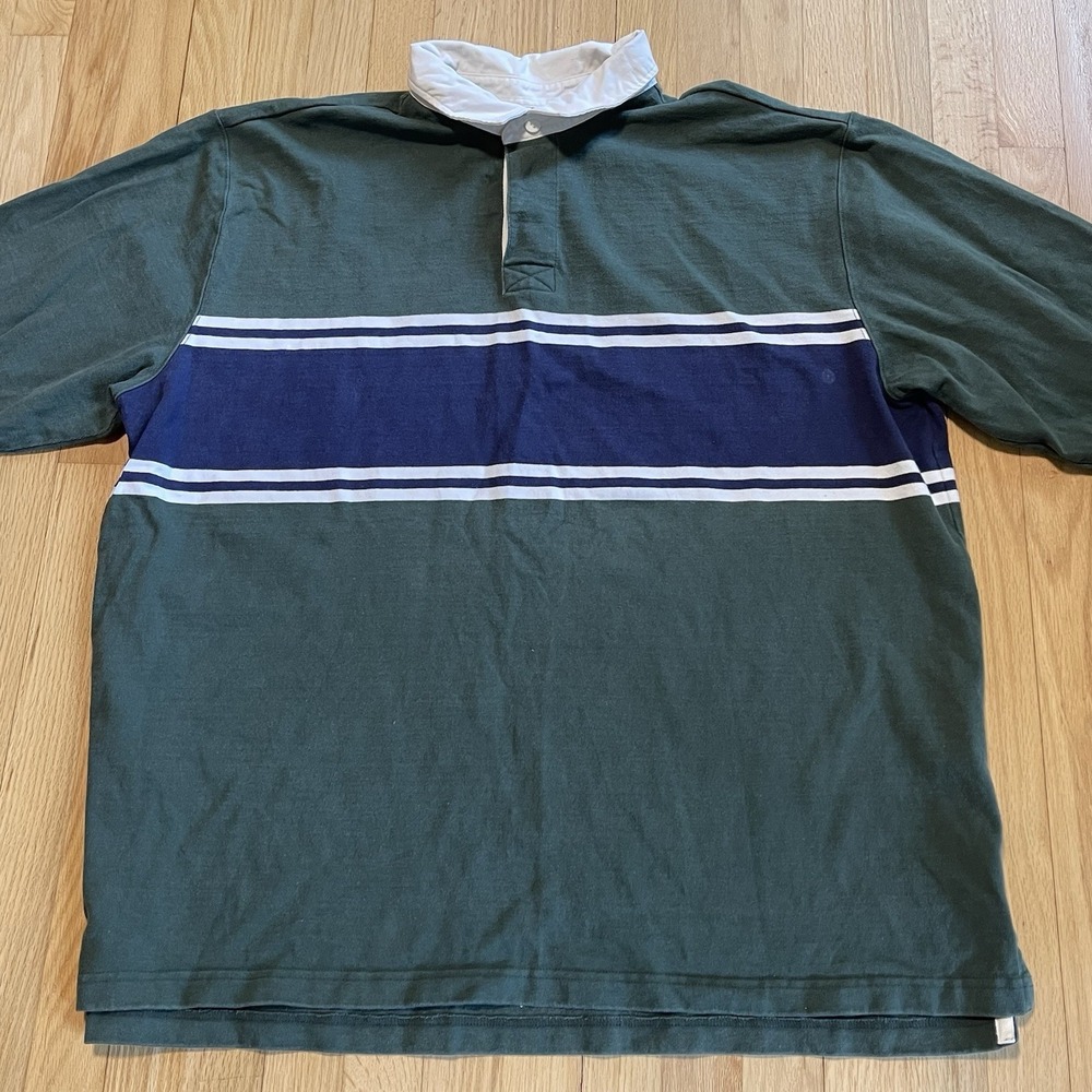 Vintage LL Bean Rugby Striped Long Sleeve Polo Shirt Men's Size XXL Y2K Preppy